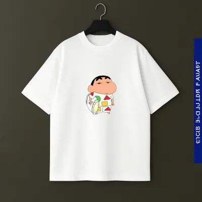 PREMIUM CLASSY CARTOON SHINCHAN DROP SHOLDER T SHIRT